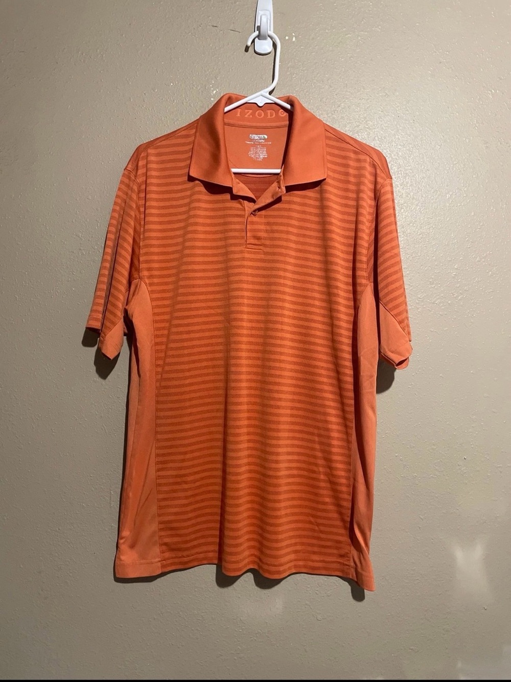 IZOD Golf Orange Striped Short Sleeve Polo Shirt Men’s L
